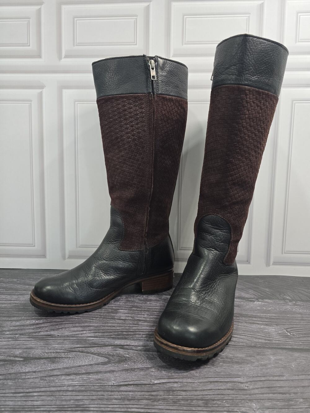 Vtg UGG Australia Rianne 5611 Tall Boots Size 6.5 Basketweave Suede Leather